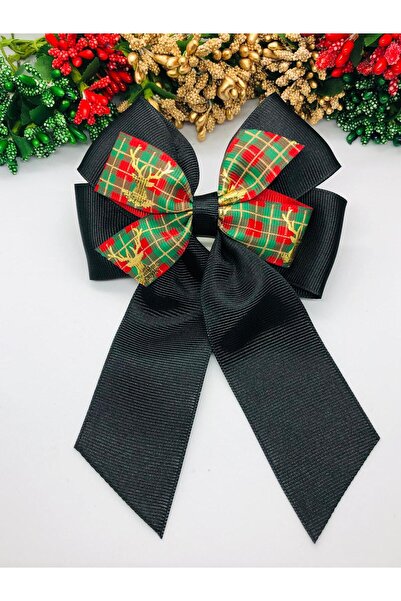 İnDerin Pensă cu fundă din panglică grosgrain pentru Crăciun - Anul Nou - Cat...