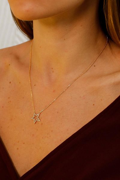 Modex Gold Star Figured Zircon Necklace