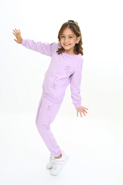 Toontoy Κοριτσίστικο κοστούμι φόρμας με κέντημα με τσέπες καγκουρό με μανίκια ρεγκλάν