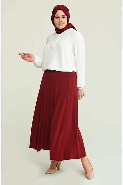 sefamerve Plus Size Corsage Rock 85051-01 Weinrot