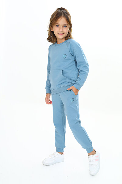 Toontoy Κοριτσίστικο κοστούμι φόρμας με κέντημα με τσέπες καγκουρό με μανίκια ρεγκλάν