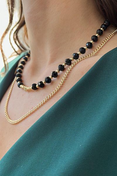 Modex Heart Figured Crystal Bead Double Necklace Gift for Lover