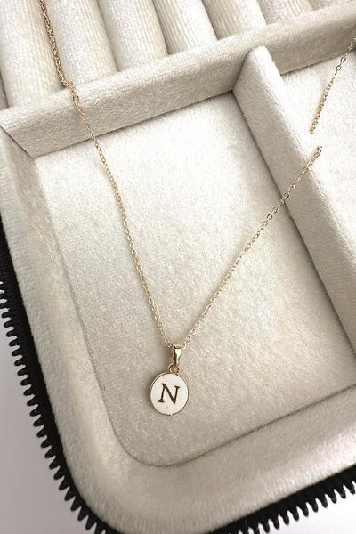 Modex Gold Enamel Letter N Necklace (45cm)