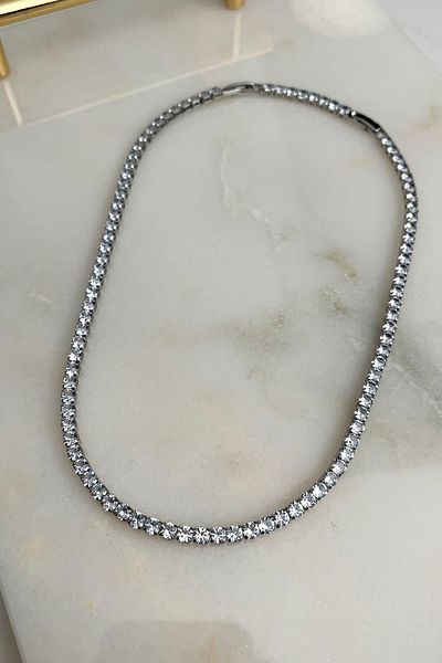 Modex Zircon Square Stone Waterway Necklace (38 cm)