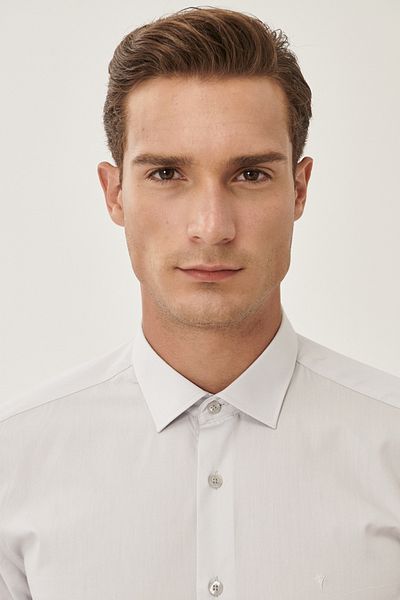 ALTINYILDIZ CLASSICS Altınyıldız 4A 2000000001   Par Nm Tailored Gray Men's Silim Fit Shirt