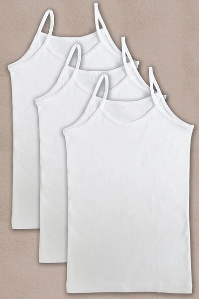 MOSTESS Girl's Rope Strap Ribbed Undershirt 100% Cotton Production 3-Piece Pack