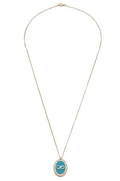 Modex Green Enamel Gold Yellow Infinity Figure Necklace