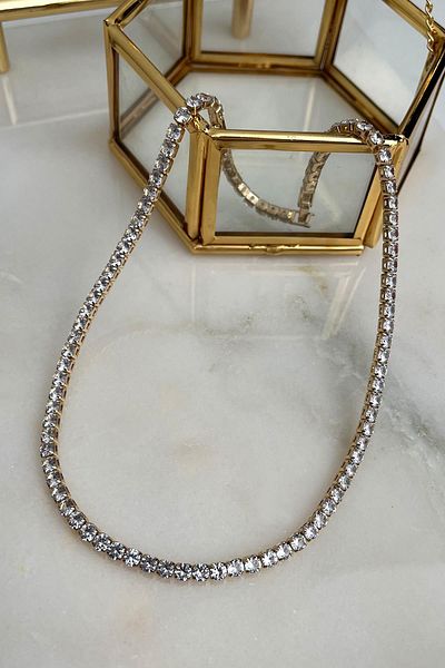 Modex Zircon Square Stone Waterway Necklace (38 cm)