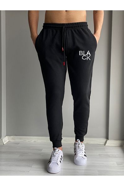DEEPSENCE Ανδρικό μαύρο μαύρο αθλητικό παντελόνι Lycra SlimFit Fit