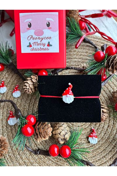 PEONY - peonyofficiall Christmas Dwarf Glass Murano Bracelet Red Double String Christmas Themed Christmas Bracelet