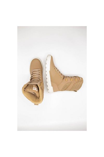 DC Shoes Cizme de damă Nadene cu șireturi din piele cu picioare înalte bej - pantofi DC