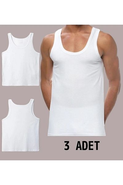 MOSTESS Men's White Combed Cotton Undershirt, 3-Piece