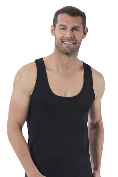 MOSTESS Men's Black Cotton Undershirt 6 Pack