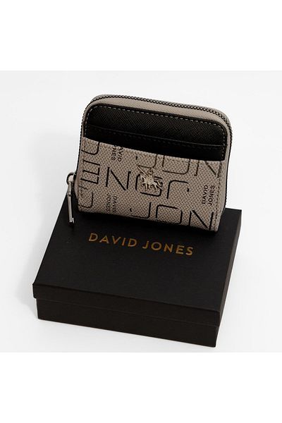 David Jones Women's Small Wallet & Card Holder, Soft Leather Portfolio Zippered Wallet with Coin Compartment