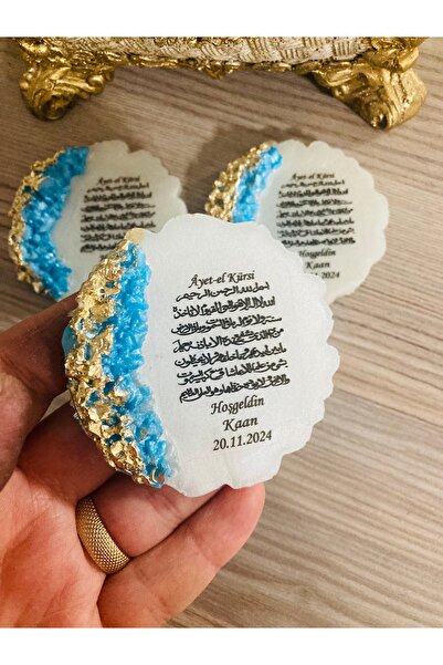 guluslazerkesim 25 ADET GOLD MAVİ TAŞLI EPOKSİ AYETEL KÜRSİLİ EPOKSİ MAGNET B...