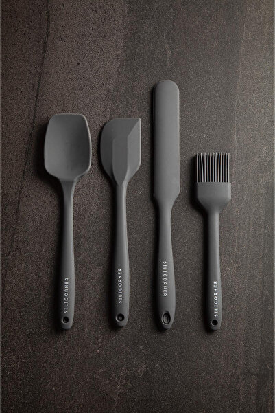 Silicorner 4 Pieces Silicone Cooking Kitchenware Set Pastry Spatula Spoon Egg Brush Spatula
