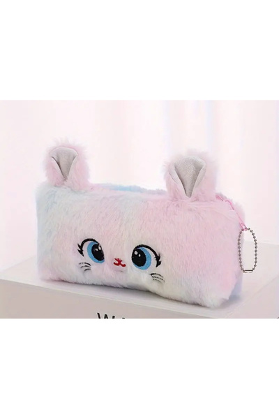 BALCI HEDİYELİK مقلمة لطيفة على شكل قطة من القطيفة - حامل أقلام رصاص من الريش...