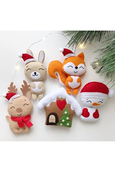 Duygunun Keçe Tasarımı Yılbaşı süsleri keçe 5li paket