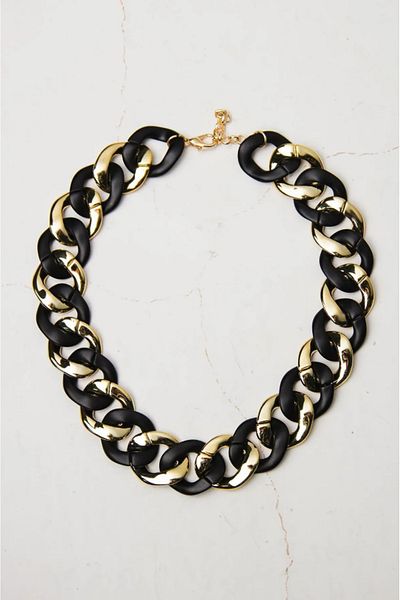 Modex Gold-Black Ring Chain Necklace (44+5cm)