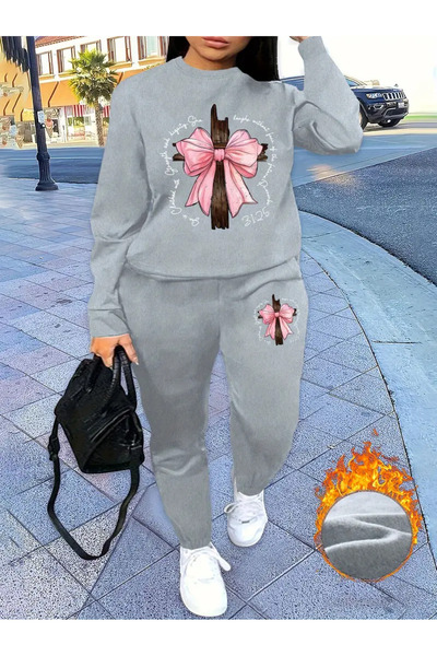 Nebulaa Tekstil طقم رياضي مريح للنساء من Nebulaa، طقم سويت شيرت وبنطلون برقبة...