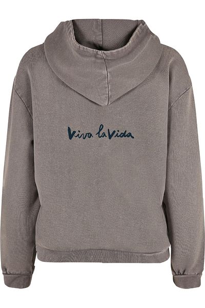 Merchcode Ladies Frida Kahlo - Viva La Vida 2 Acid Washed Oversize Hoody