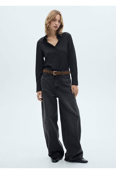 MANGO Woman Flowy Long Sleeve Shirt