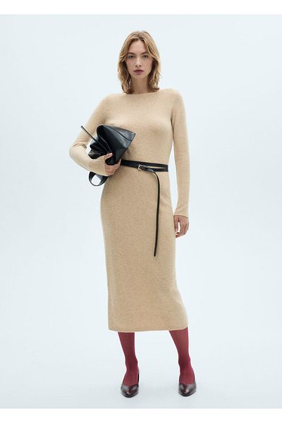 MANGO Woman Πλεκτό Μίντι Φόρεμα