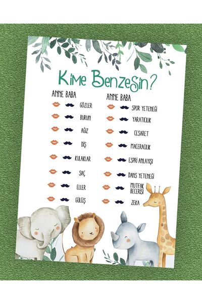 Pankart Evi Bebek Cinsiyet Partisi Babyshower Kime Benzesin? Oyun Kartı 9 Adet