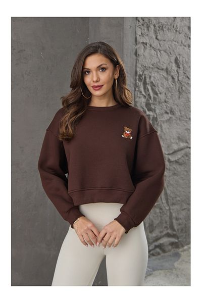 Elif Özbey Butik Теди пуловер с горчиво кафе и детайли от бродерия