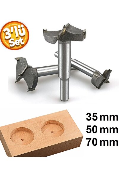 Depolife Ahşap Delme Panç Seti 35mm 50mm 70mm 3llüKarot Set Matkap freze ucu Menteşe