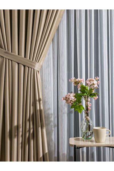 Karesi 1X3 Beige Close Pleated Blackout Karatma - Single Wing V3