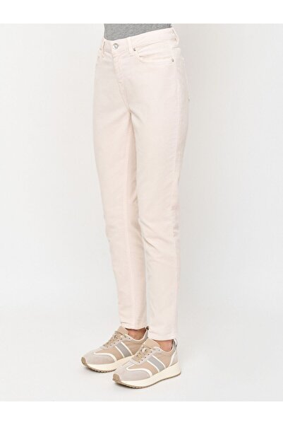 soBasic Ecru Mom Jean Pantaloni din velur cu picior drept-48 - Ecru