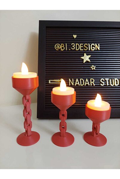 NadarStudio Zincir Şekilli 3’lü Dekoratif Tealight Mumluk Seti