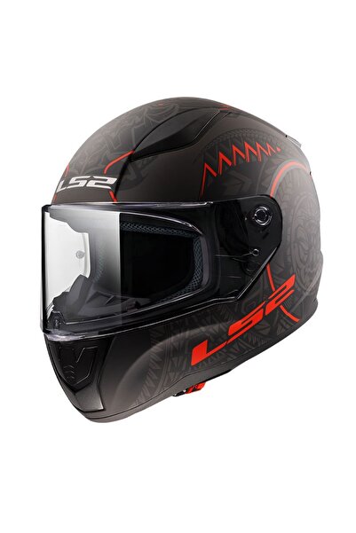 LS2 RAPID 2 TAKAROA KAPALI KASK MAT SİYAH KIRMIZI