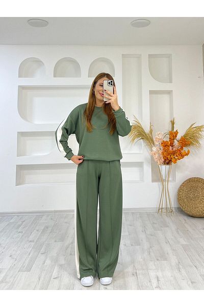Velista Modal Fabric Side Strip Wide Leg Tracksuit Suit