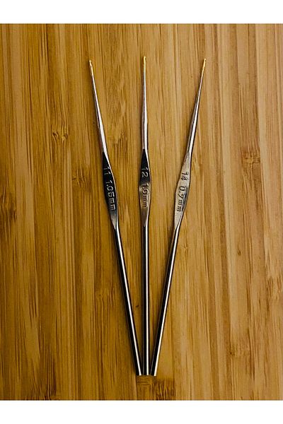 Tulip Metal Needlework, Lace and Knitting Crochet Set. 12cm. No: 11-12-14. 3 Pieces.