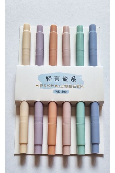 Modellino 6-Piece Wen-Duo 500 Cut-Out -Round Double-Ended Pastel Highlighter