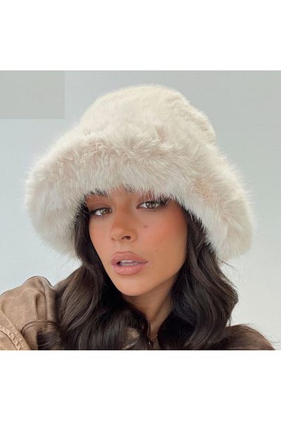 MUTE BAG Plush Adjustable Cream Bucket Hat