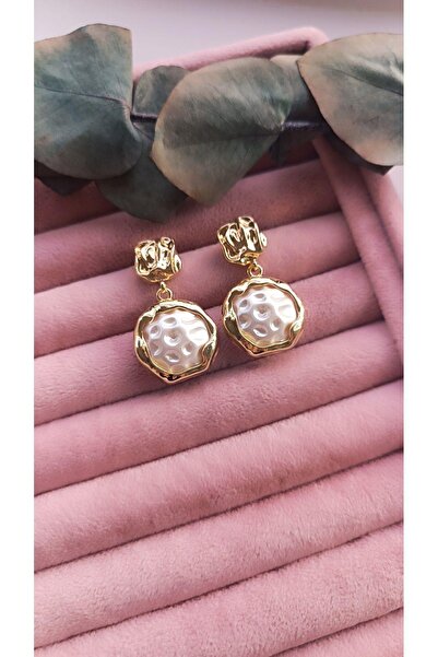 VOBEEYKU الصلب اللؤلؤ الذهب الذاتي منقوشة جولة استرخى الأقراط