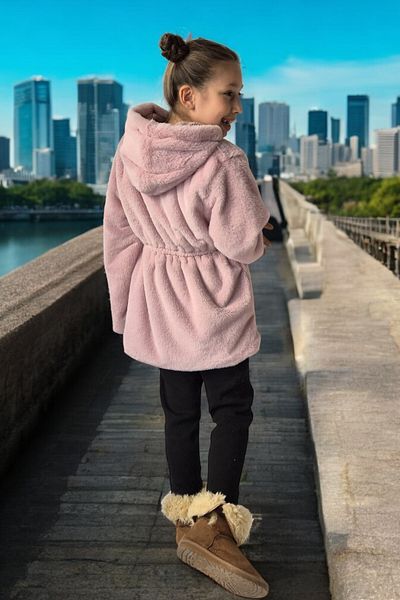 LEON CLUB Girl's Elastic Waist Plush Coat (You Can Prefer to the Size Table That You See)