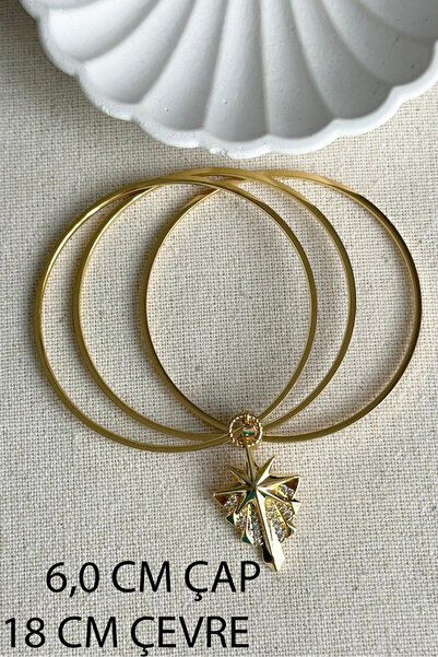 MODA Caprea Çelik 18 cm Kutup Yıldızı Charmlı Ajda Bilezik  Kararmaz Kadın Çelik Bilezik