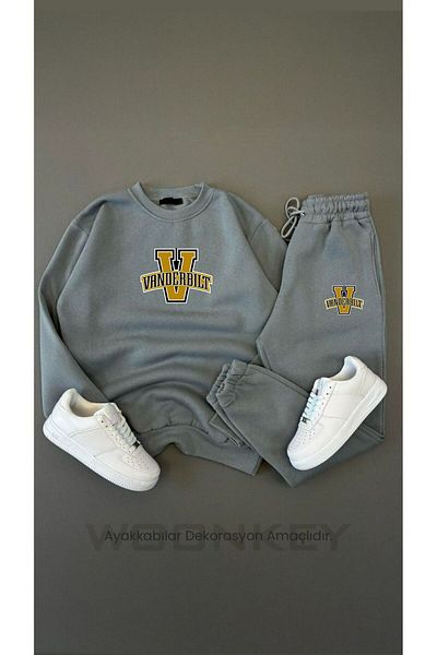 woonkey Σετ αθλητική φόρμα Unisex 3 νημάτων εμπριμέ 100% βαμβάκι