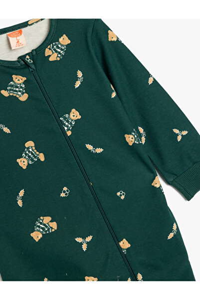 Koton Overall aus Baumwolle mit Teddybär-Aufdruck und Reißverschluss