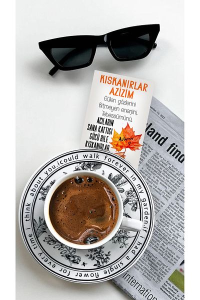 Pankart Evi 16 Pcs Autumn Motto Presentation Coffee Card Set.