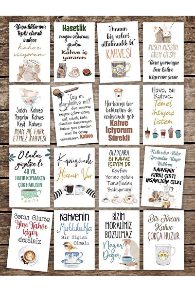 Pankart Evi مجموعة بطاقات القهوة المكونة من 16 قطعة - عرض