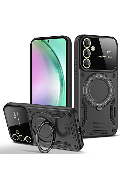 Rivor Samsung Galaxy S24 Plus Kılıf Kamera Lens Korumalı Magsafe Destekli Manyetik Halka Standlı Kapak