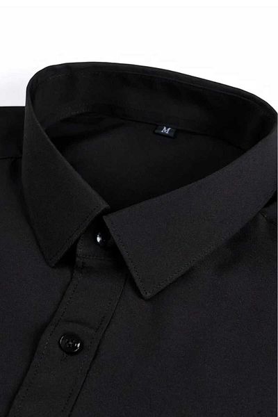 Uniquetrenders Мъжка риза Slim Fit с дълъг ръкав и държач за вратовръзка, лесна за гладене, дишаща, за всички сезони