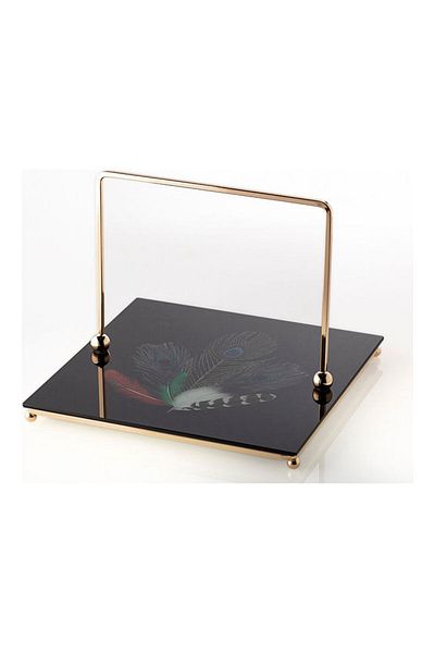 Dania Single Serving Plate With Holder Black/Gold 28 x 28 x 22cm