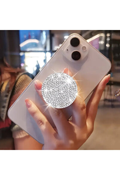 CASABLANCA Işıltılı Parlak Gümüş   Popsocket Telefon Tutacağı