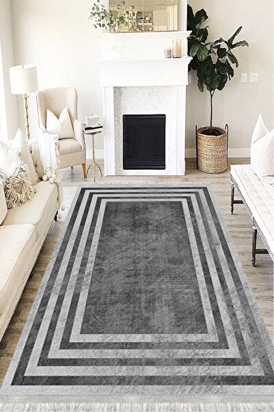 MOTTO HALI Modern Cotton Şönil Kaymaz Tabanlı Yıkanabilir Antibakteriyel Diji...